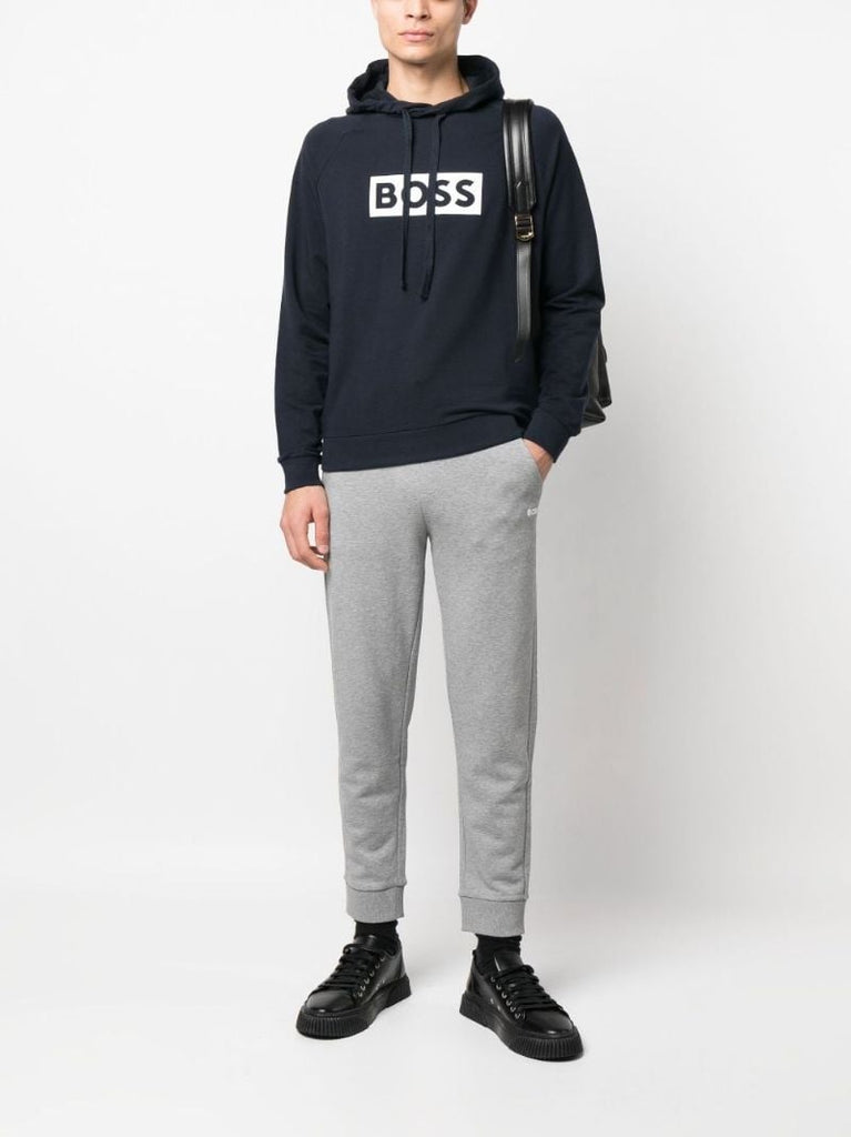 Blue Logo Print Cotton Hoodie