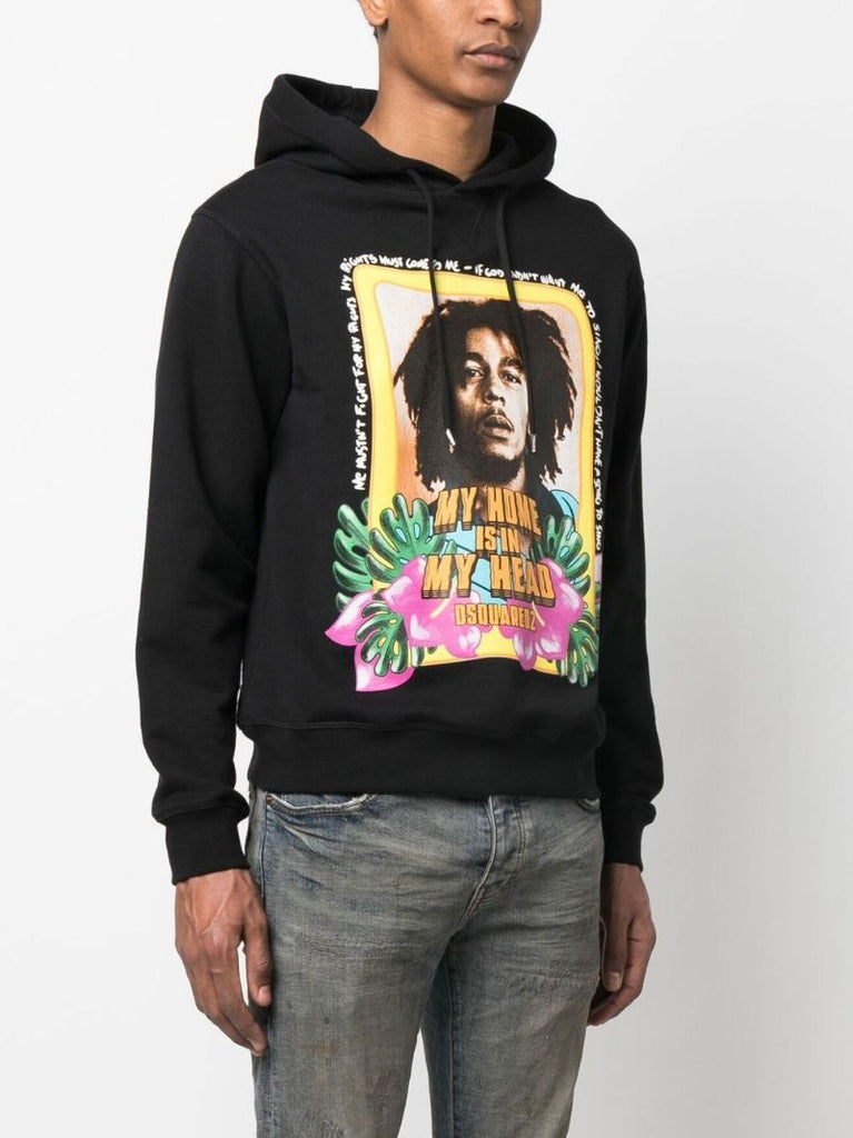 Black Bob Marley Long-sleeve Hoodie