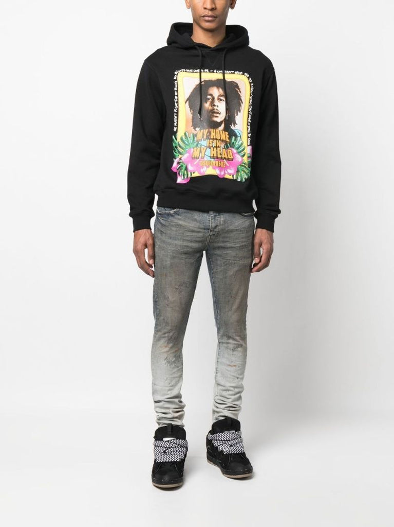 Black Bob Marley Long-sleeve Hoodie