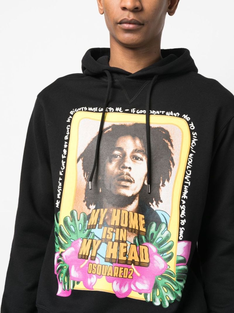 Black Bob Marley Long-sleeve Hoodie