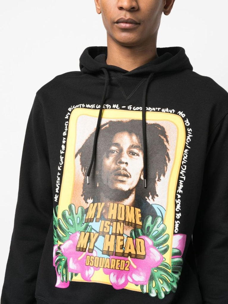 Black Bob Marley Long-sleeve Hoodie