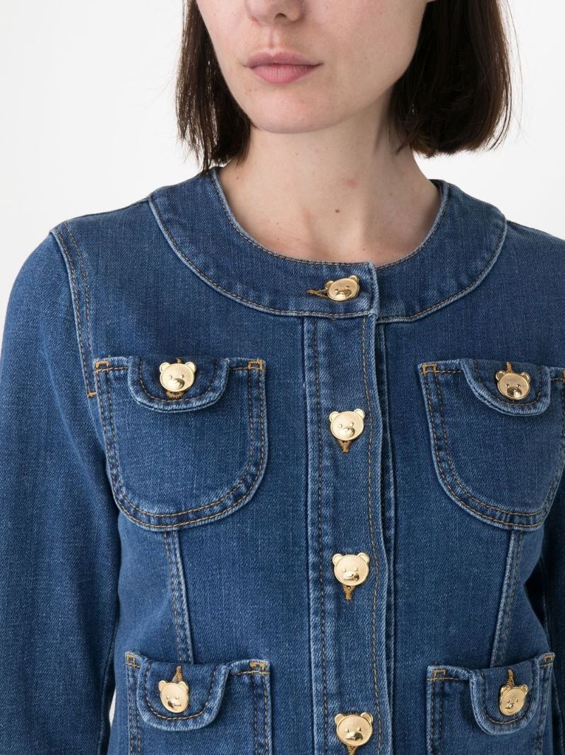 Blue Bear-button Denim Jacket
