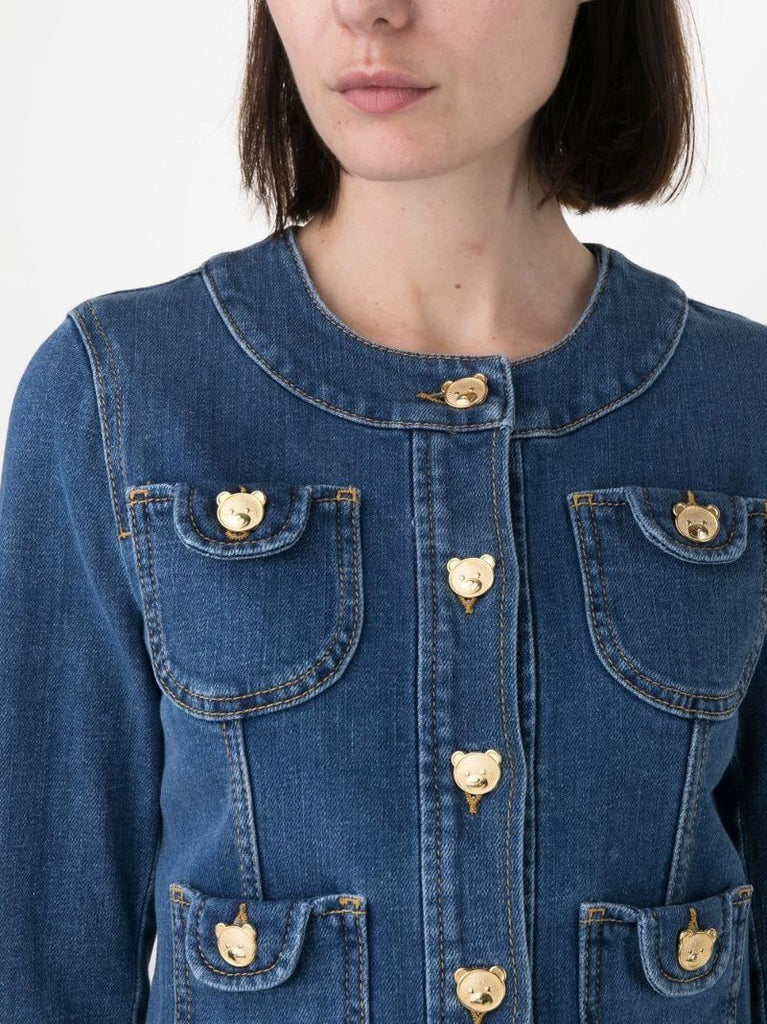 Blue Bear-button Denim Jacket