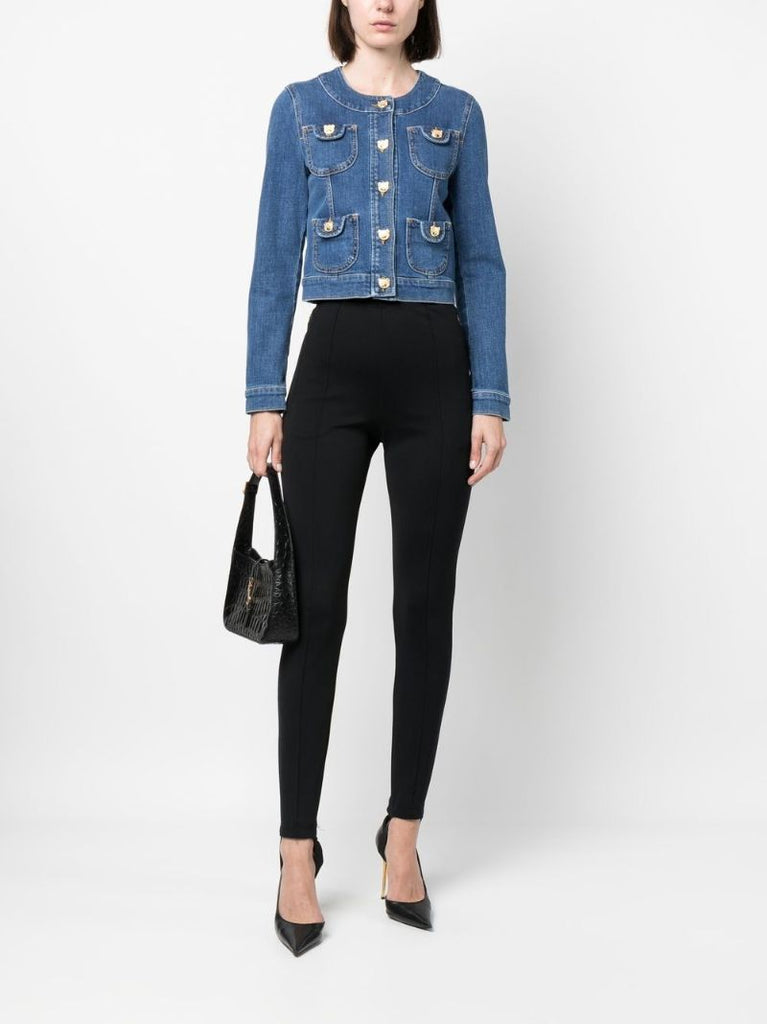 Blue Bear-button Denim Jacket