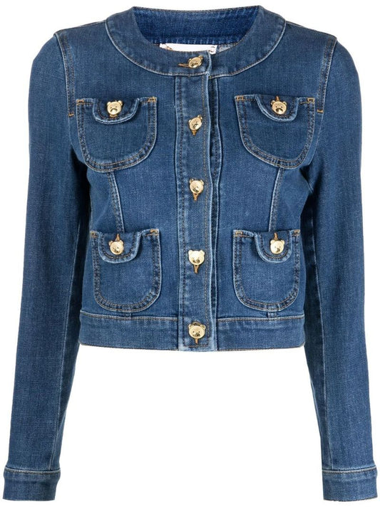 Blue Bear-button Denim Jacket