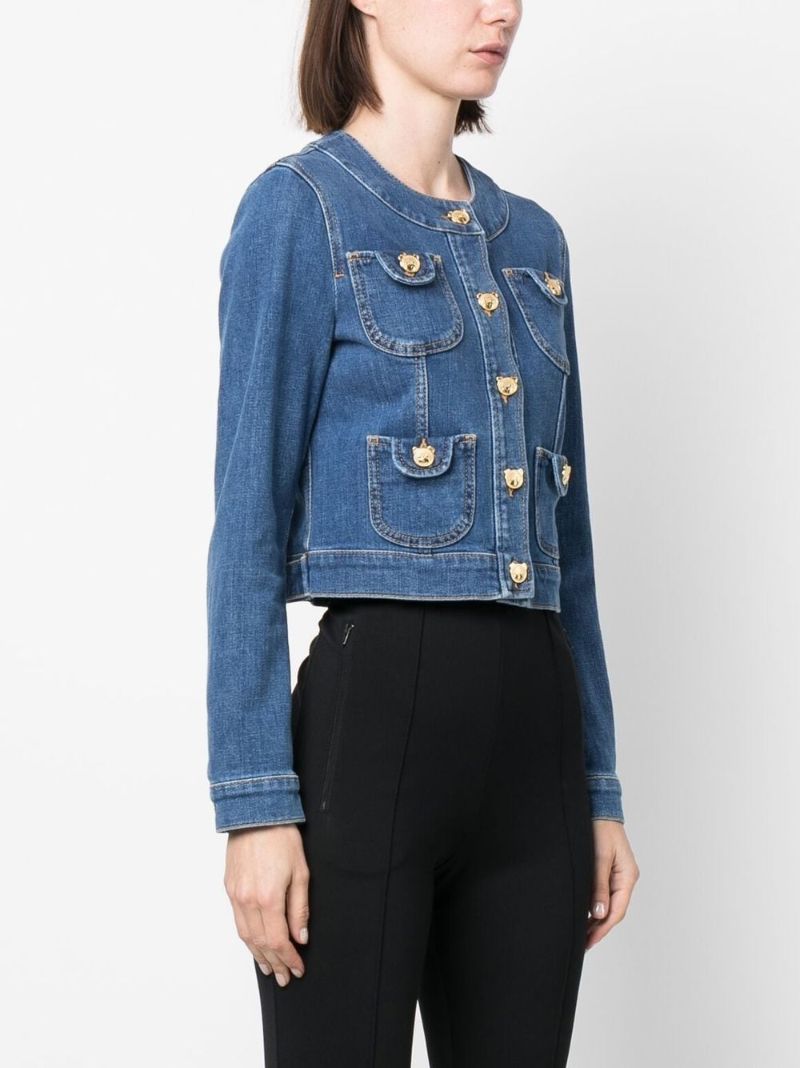 Blue Bear-button Denim Jacket