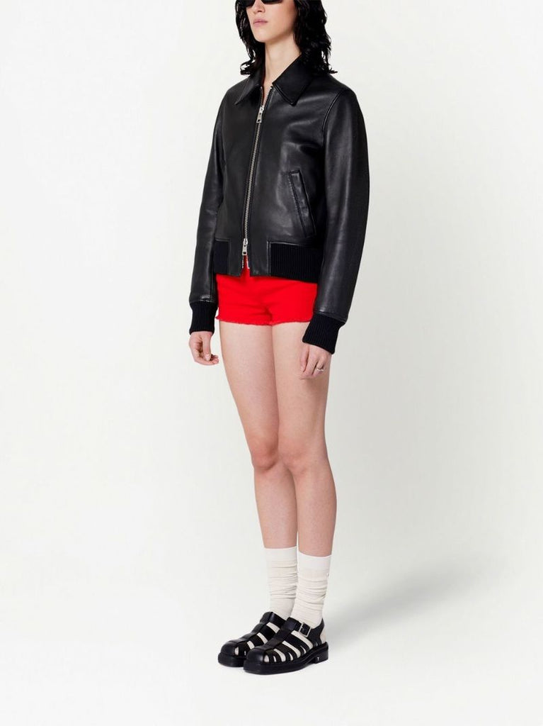 Black Cropped Leather Jacket