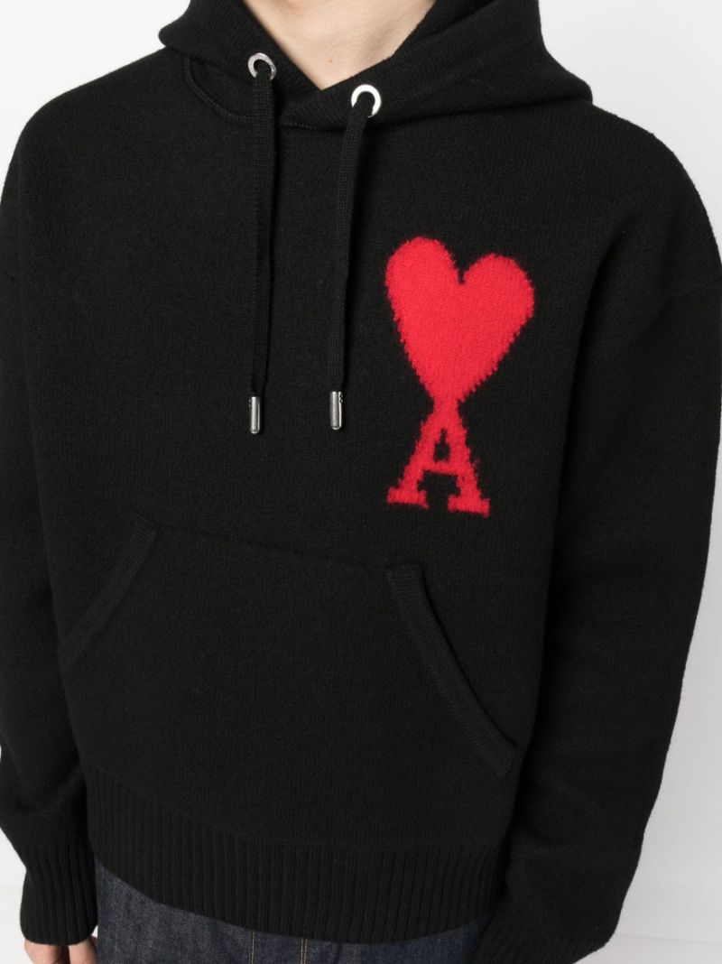 Black Ami De Coeur Virgin-wool Hoodie