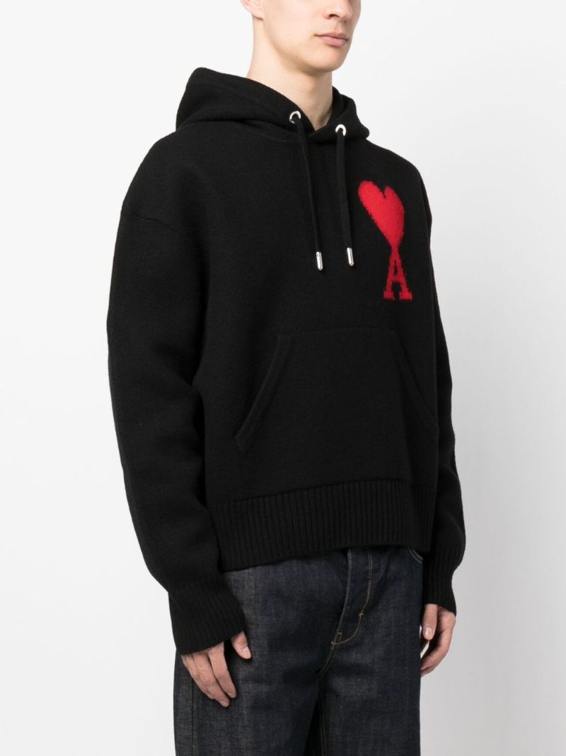 Black Ami De Coeur Virgin-wool Hoodie