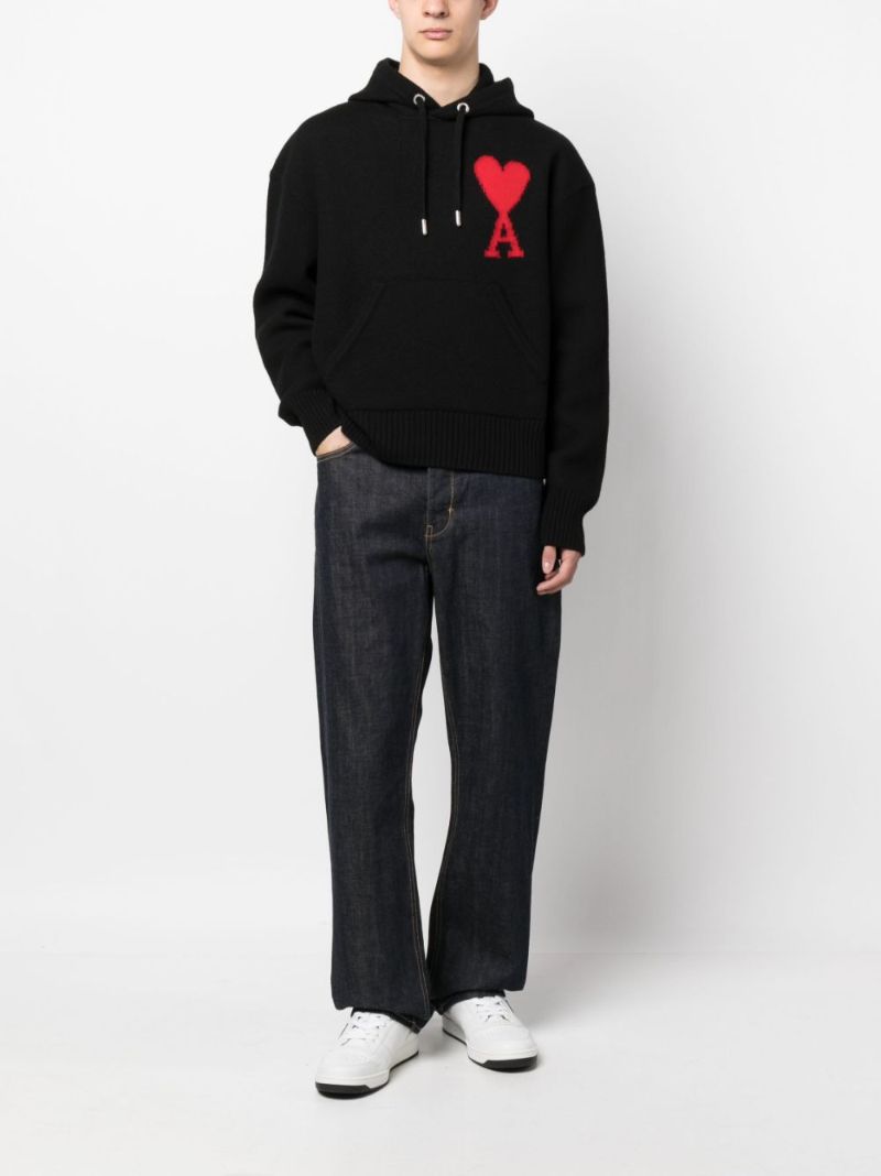 Black Ami De Coeur Virgin-wool Hoodie