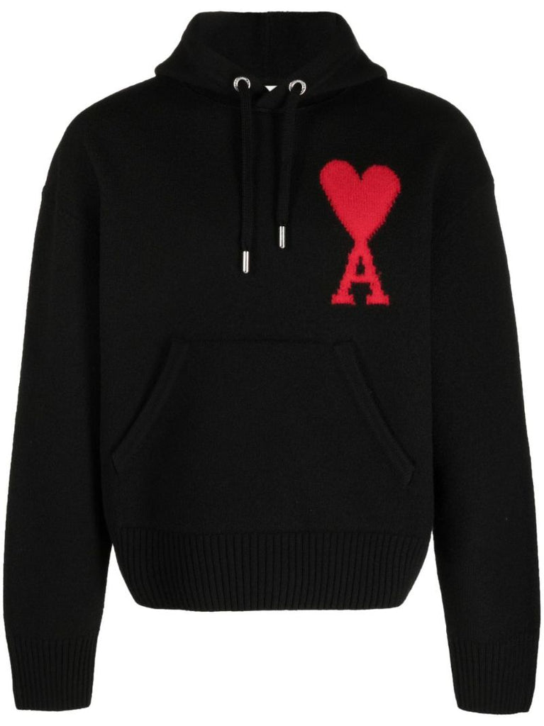 Black Ami De Coeur Virgin-wool Hoodie