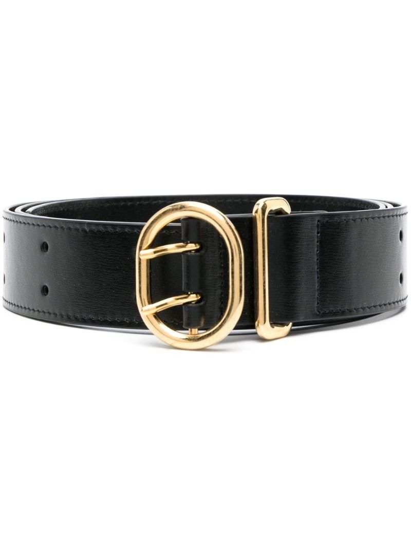 Black Leather Buckled Belt