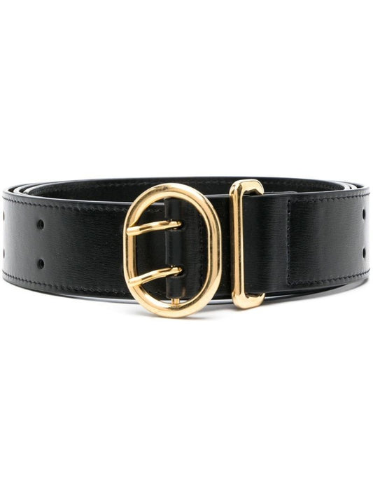 Black Leather Buckled Belt