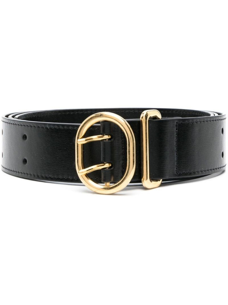 Black Leather Buckled Belt