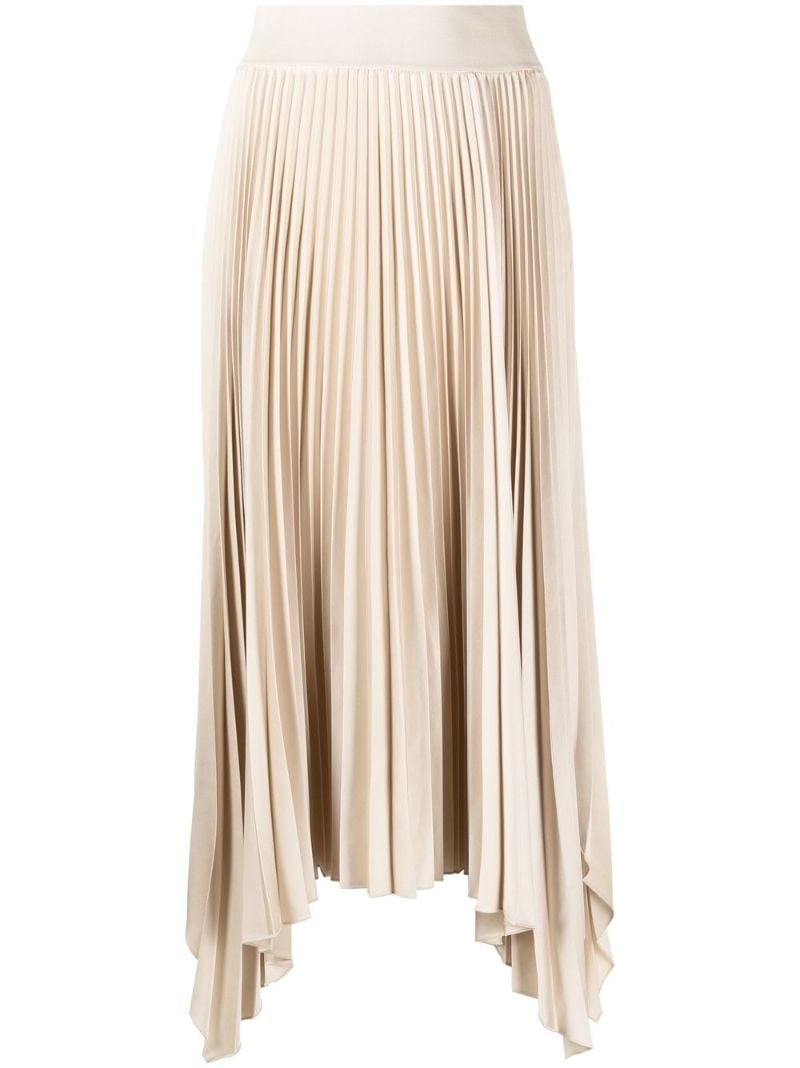 Neutral Asymmetric Pleated Skirt