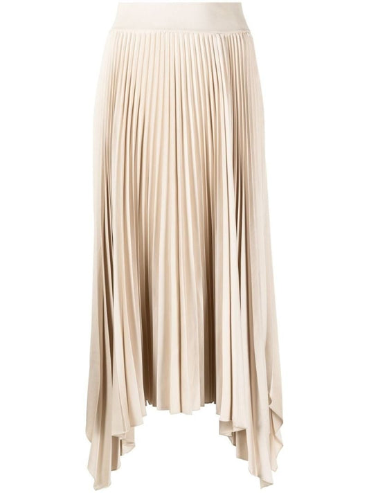 Neutral Asymmetric Pleated Skirt
