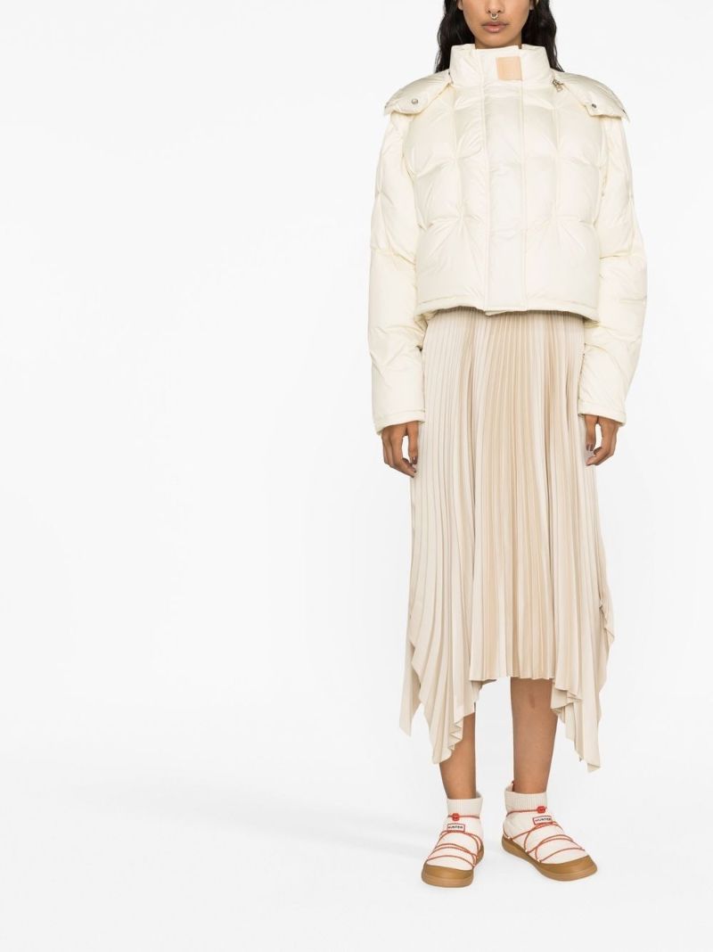 Neutral Asymmetric Pleated Skirt