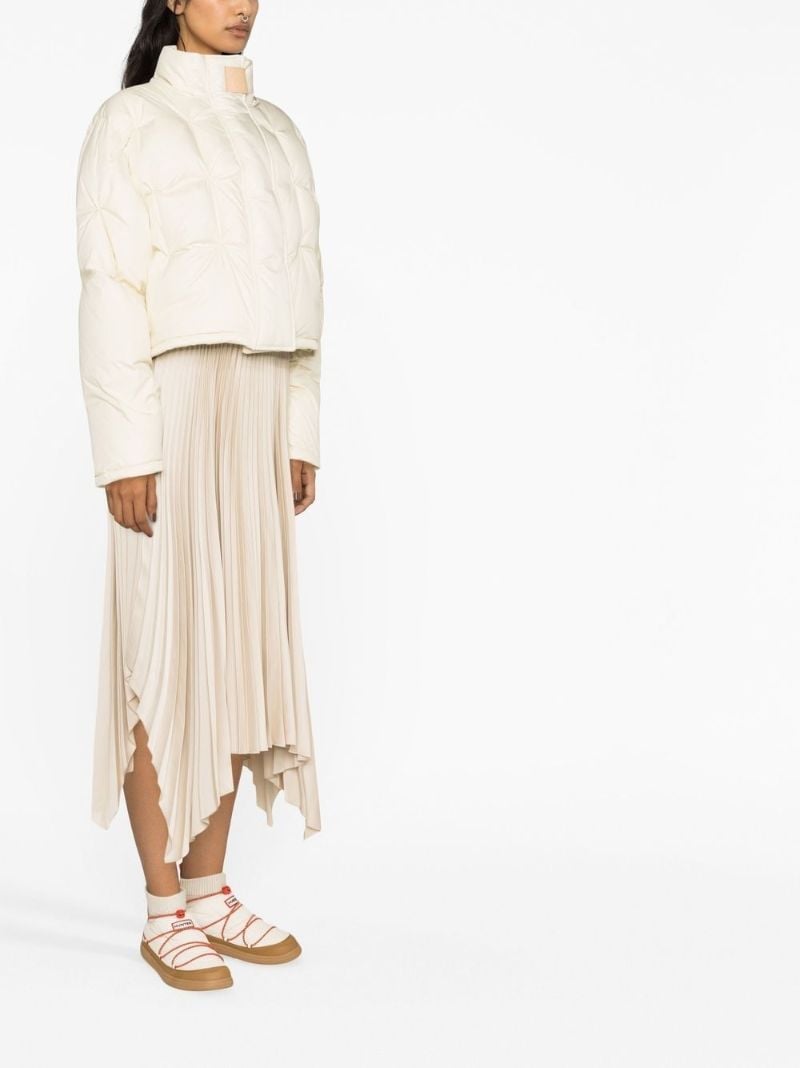 Neutral Asymmetric Pleated Skirt