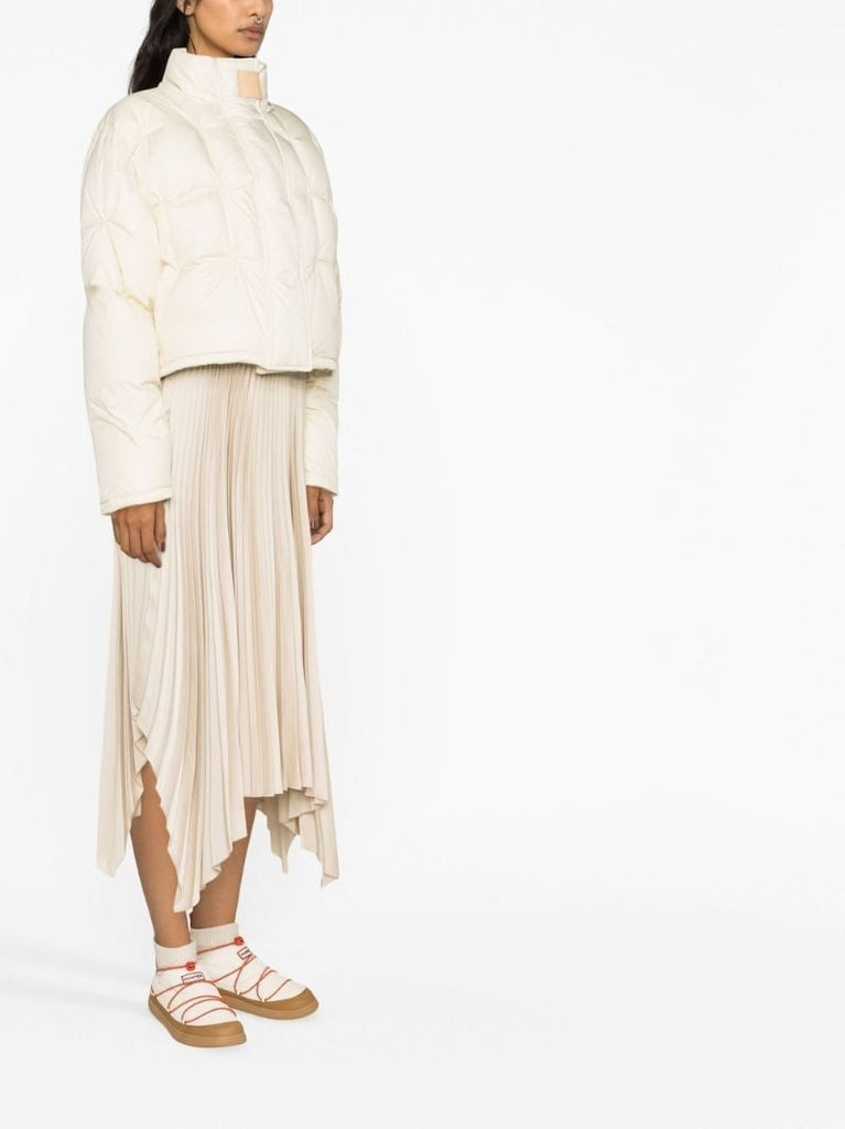Neutral Asymmetric Pleated Skirt