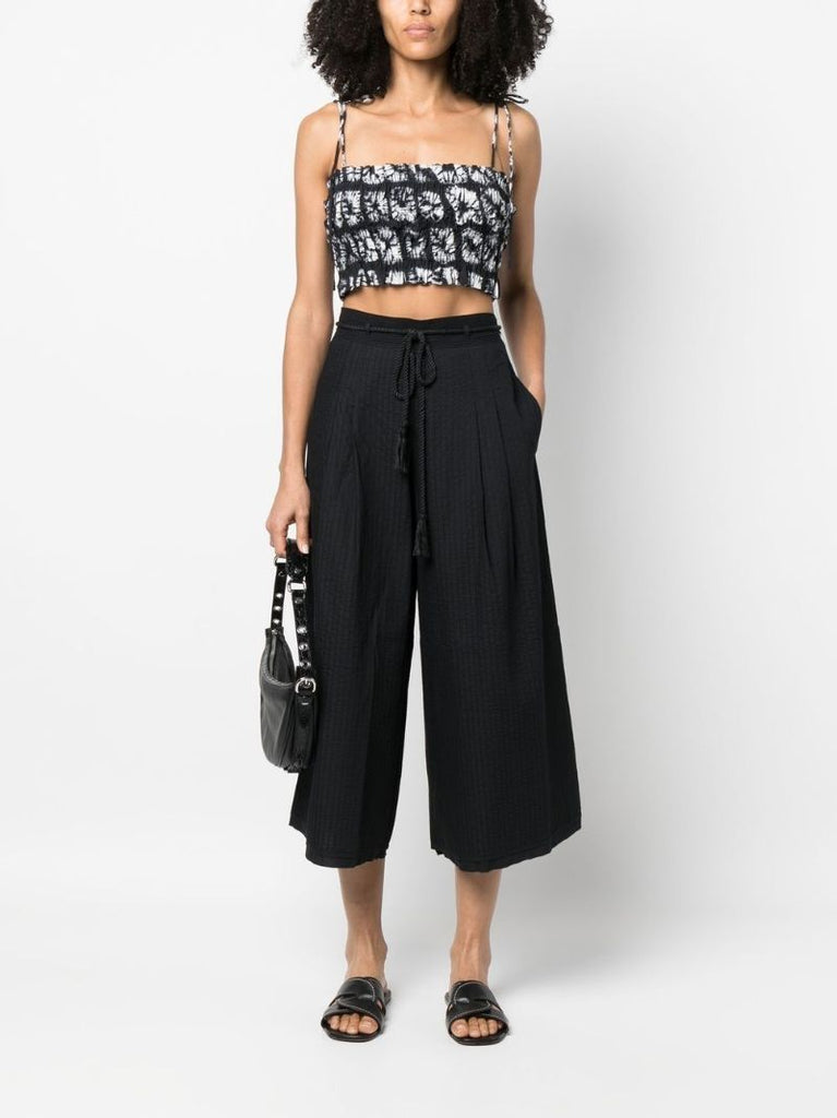 Black Wide-leg Cropped Trousers