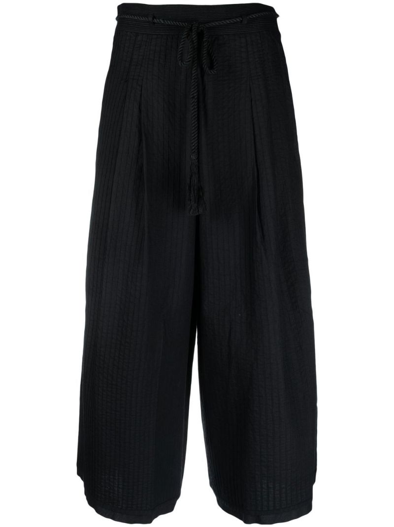 Black Wide-leg Cropped Trousers