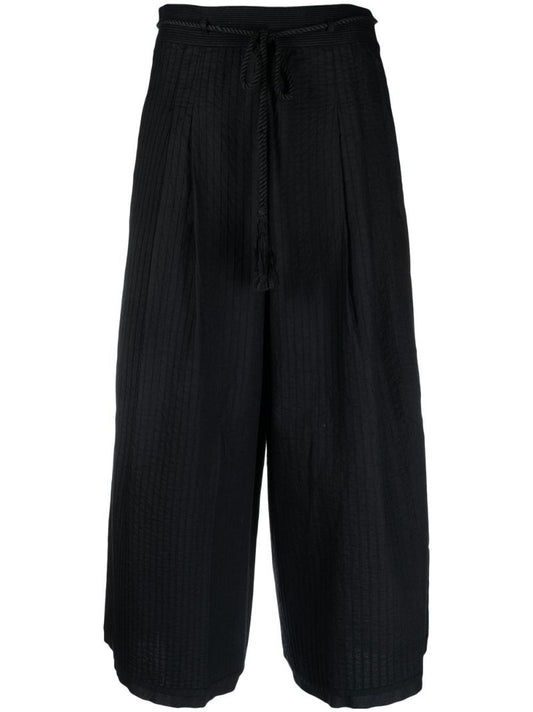 Black Wide-leg Cropped Trousers