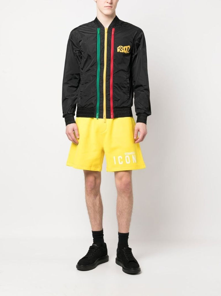 Black Logo Print Bomber Jacket