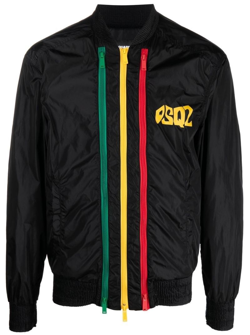 Black Logo Print Bomber Jacket