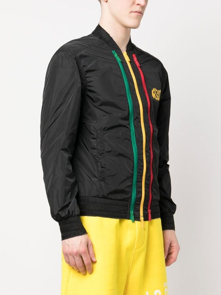 Black Logo Print Bomber Jacket
