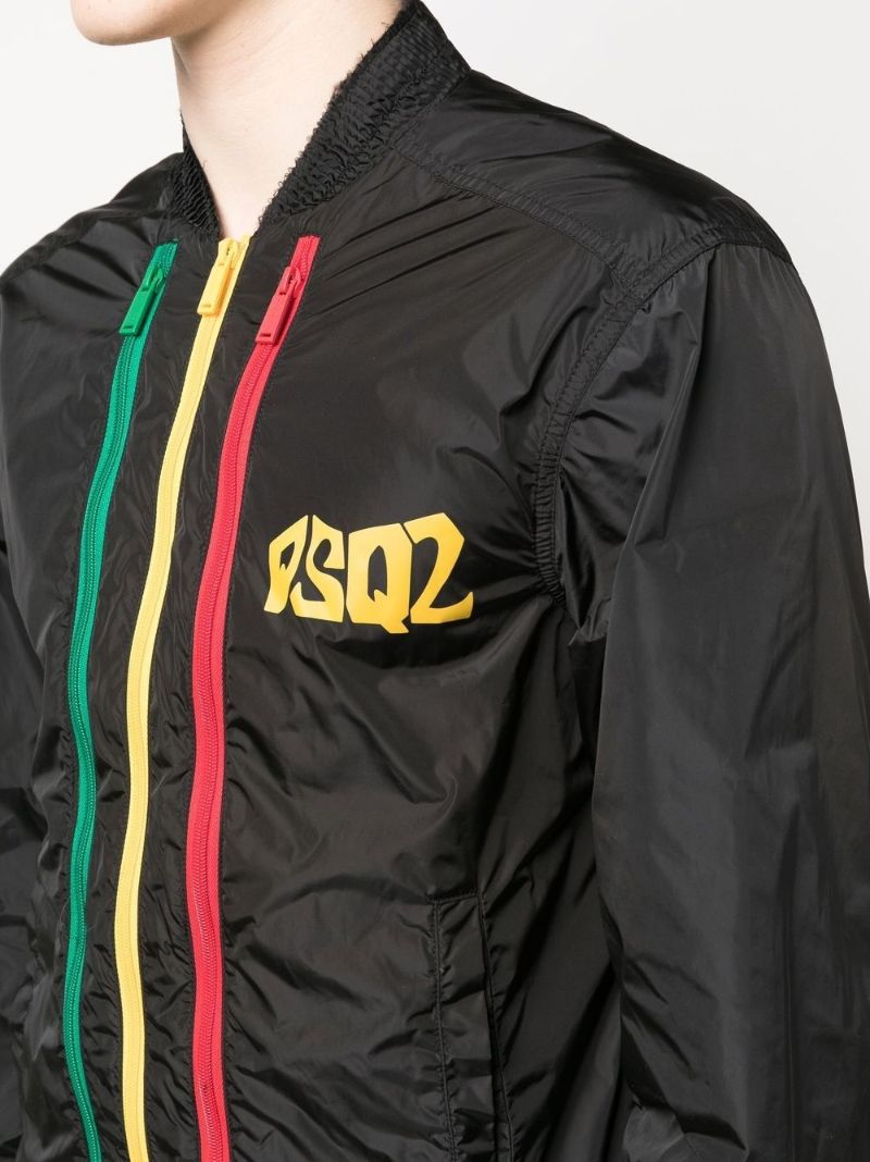 Black Logo Print Bomber Jacket