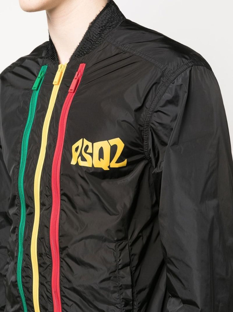 Black Logo Print Bomber Jacket