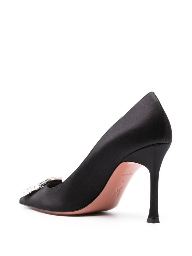 Black Camelia 90 Crystal Pumps