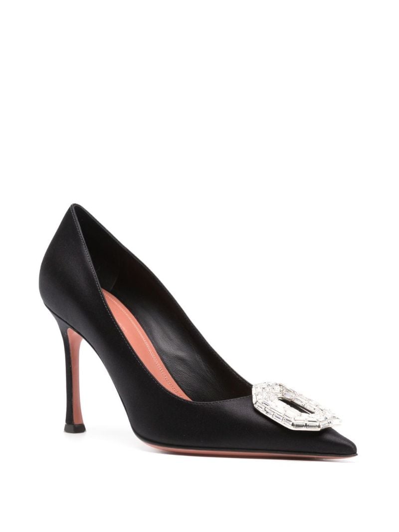 Black Camelia 90 Crystal Pumps