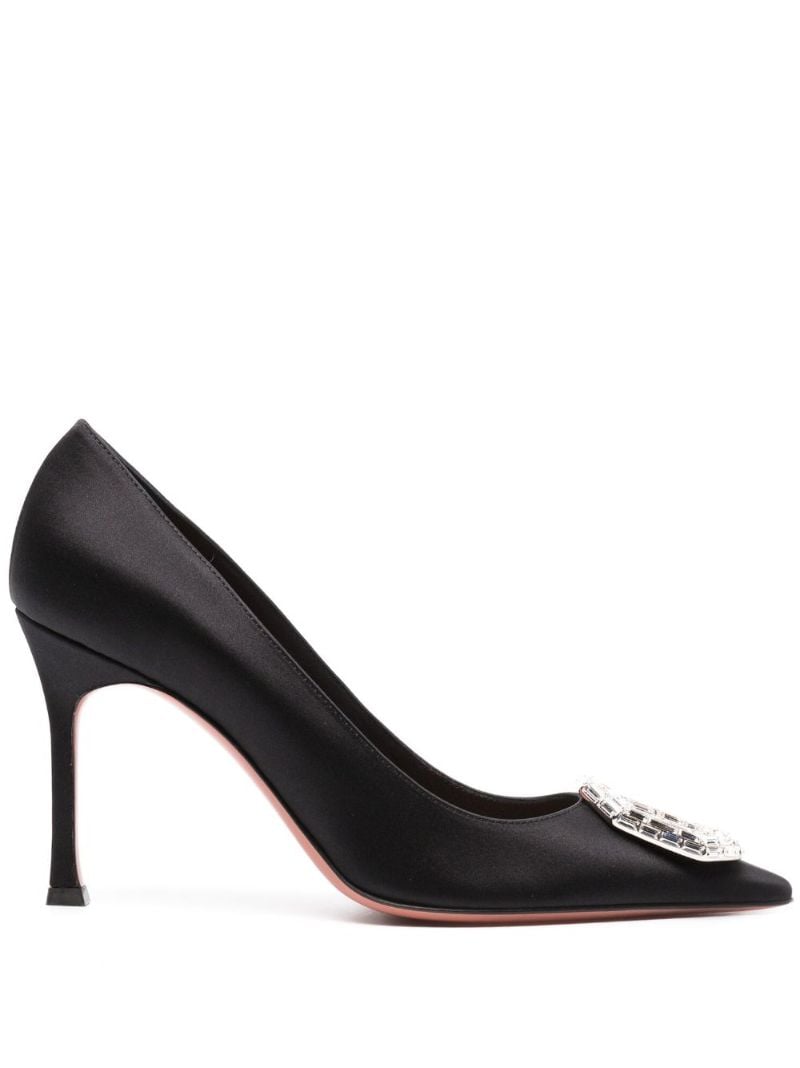 Black Camelia 90 Crystal Pumps