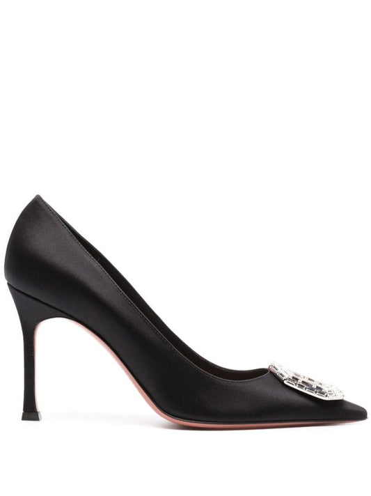 Black Camelia 90 Crystal Pumps