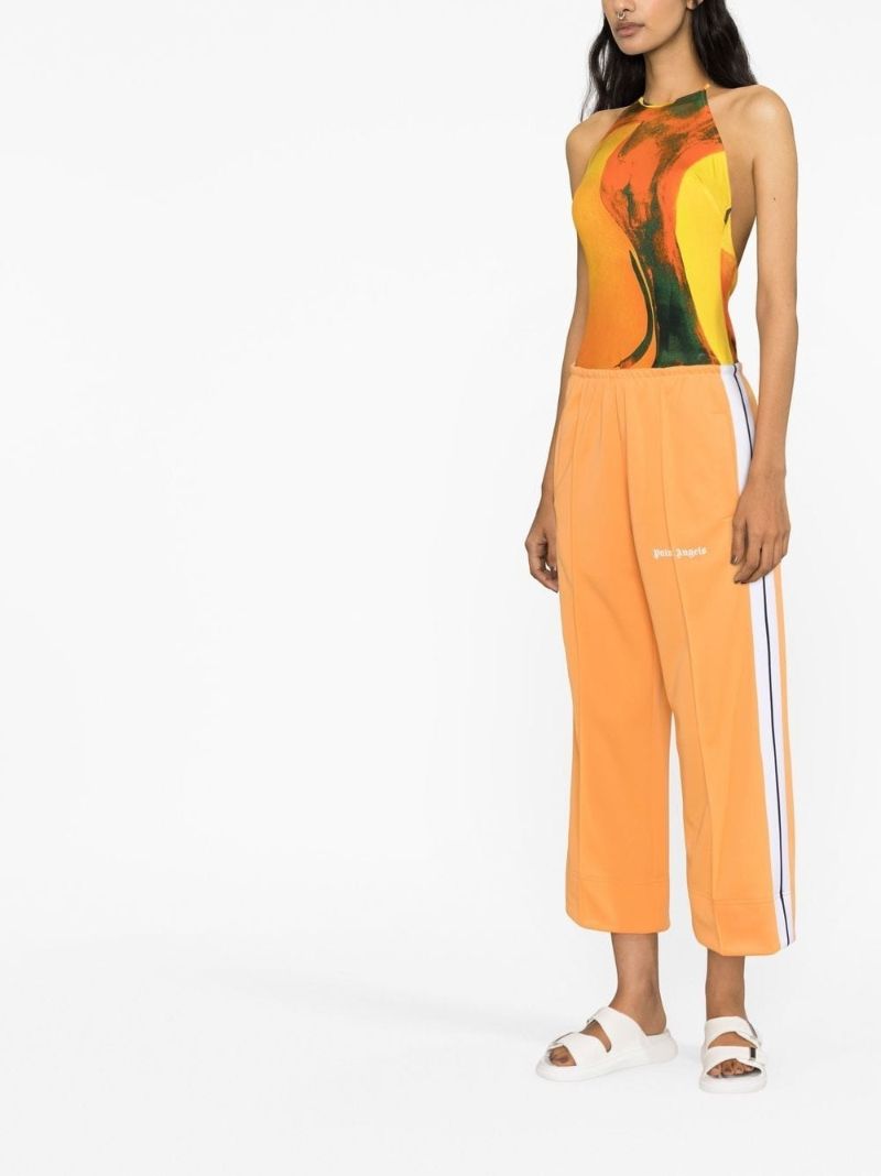 Orange Cropped Track Pants