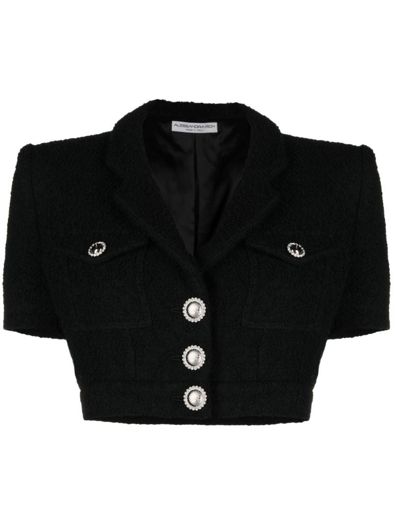 Black BouclÃ_x0083_Â© Cropped Jacket