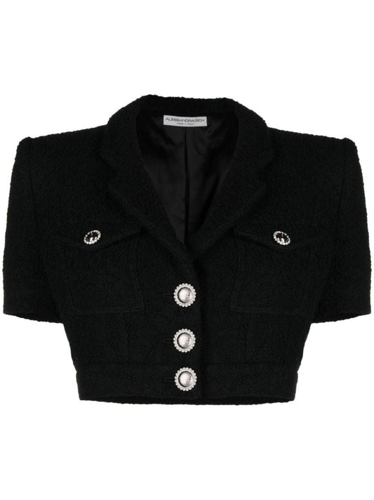 Black BouclÃ_x0083_Â© Cropped Jacket