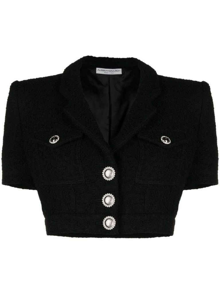Black BouclÃ_x0083_Â© Cropped Jacket