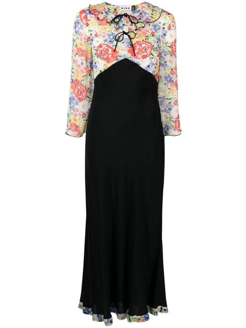 Multicolour Floral Print Empire Line Dress