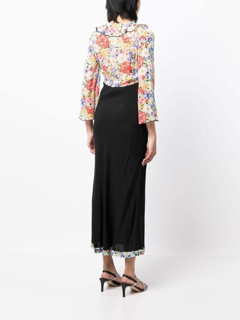 Multicolour Floral Print Empire Line Dress