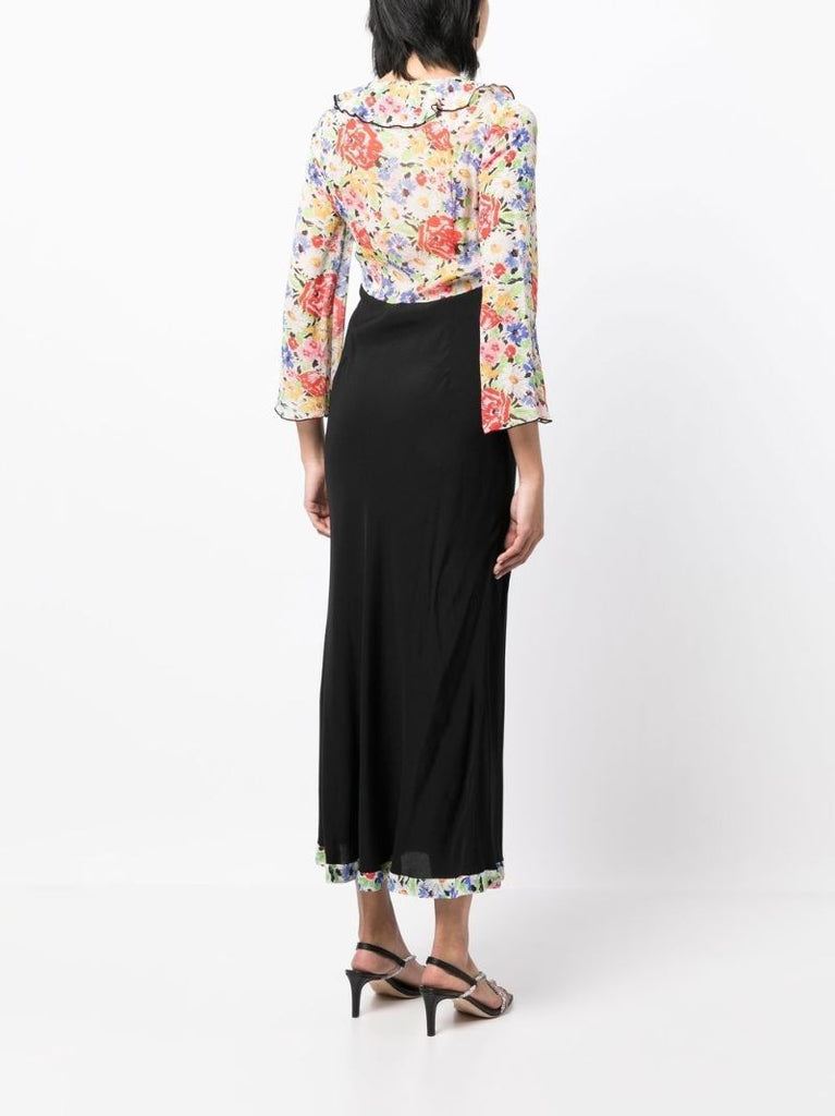 Multicolour Floral Print Empire Line Dress