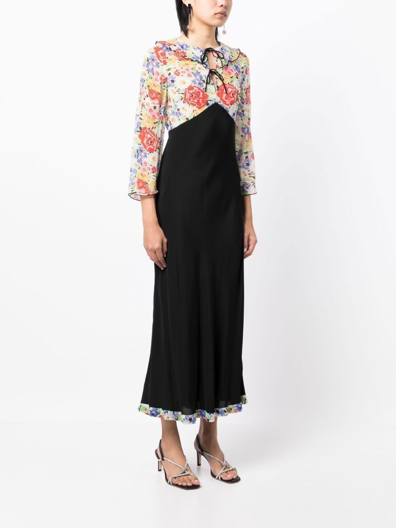 Multicolour Floral Print Empire Line Dress