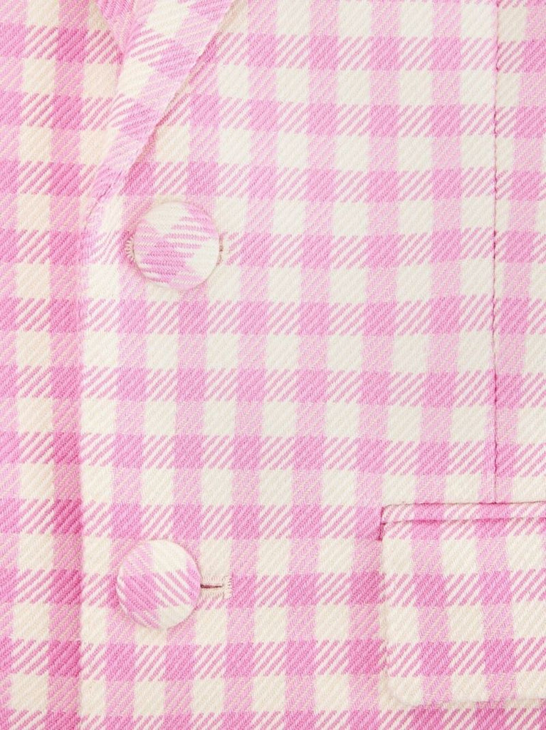 Pink Checked Single-breasted Blazer