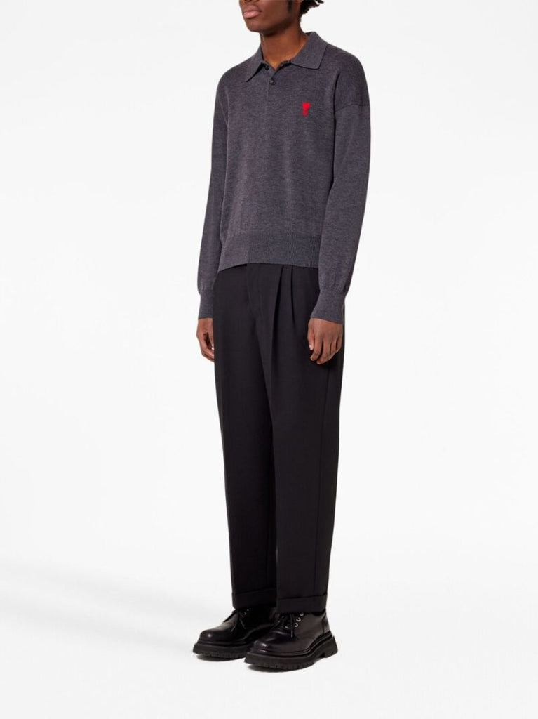 Grey Ami De Coeur Knitted Polo Shirt