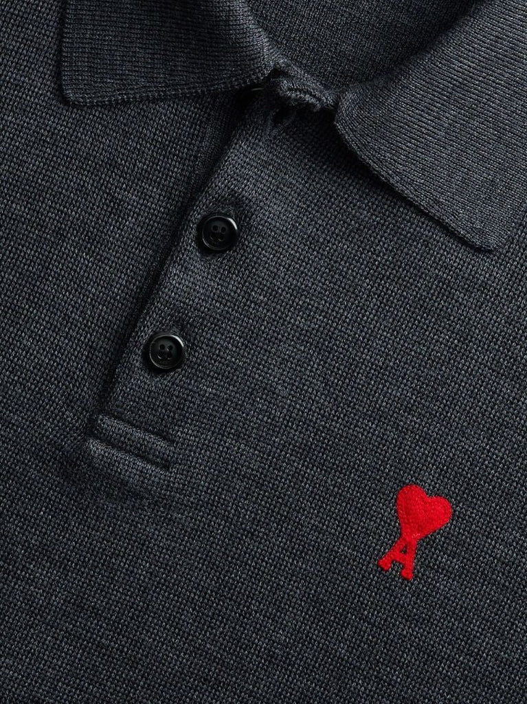 Grey Ami De Coeur Knitted Polo Shirt