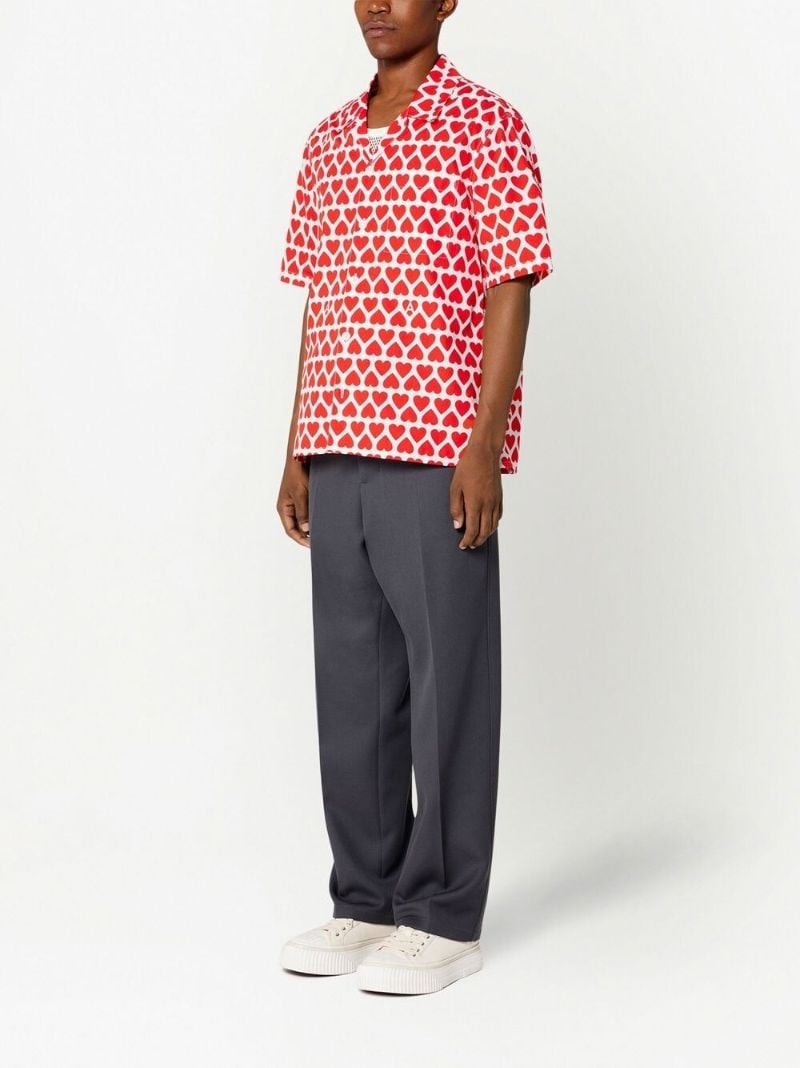 Red Heart Print Short Sleeve Shirt