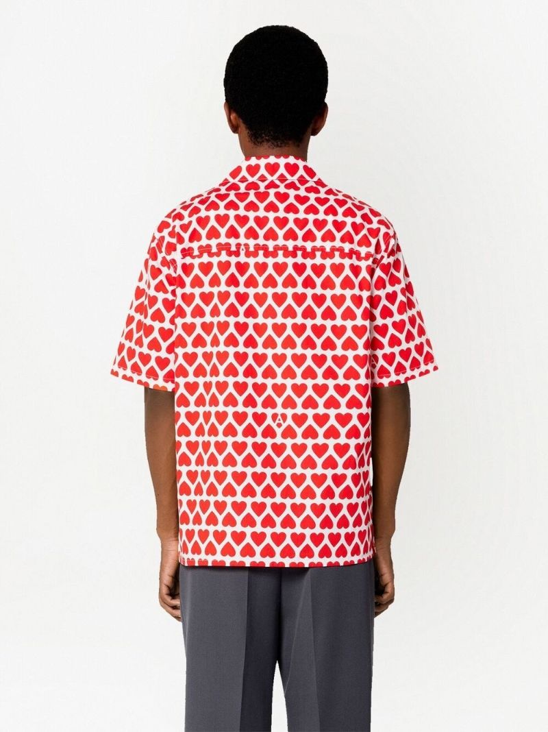 Red Heart Print Short Sleeve Shirt