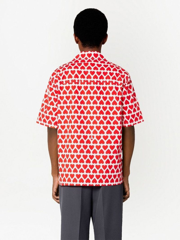 Red Heart Print Short Sleeve Shirt
