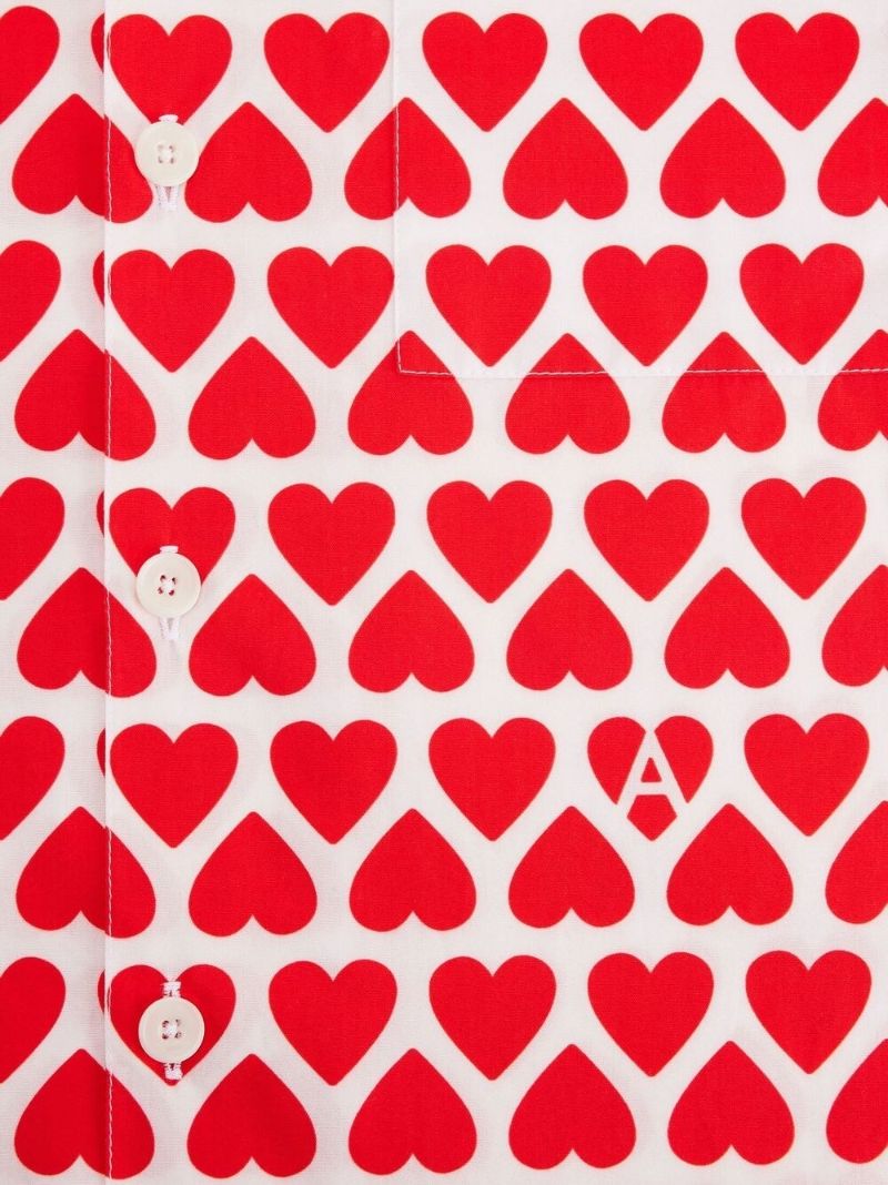 Red Heart Print Short Sleeve Shirt